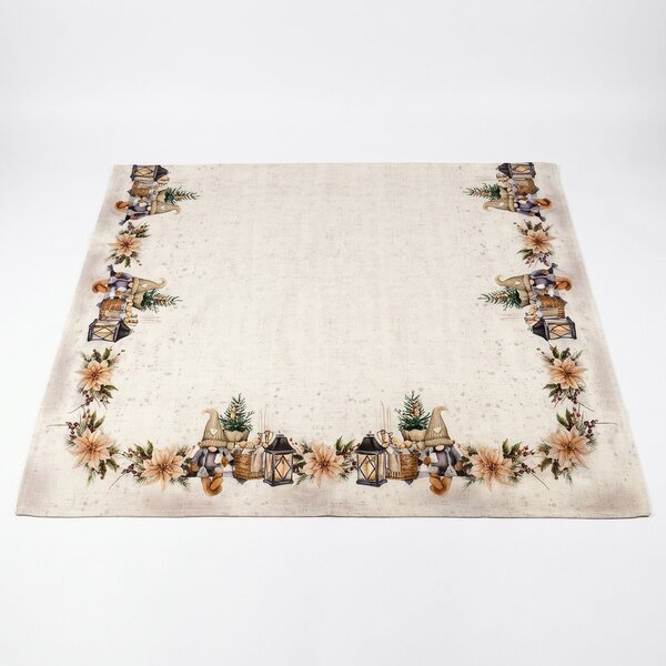 Forbyt kuchyňský ubrus vánoční CYH6060C, skřítek s lucernou, béžová 120x140cm (obdélník)