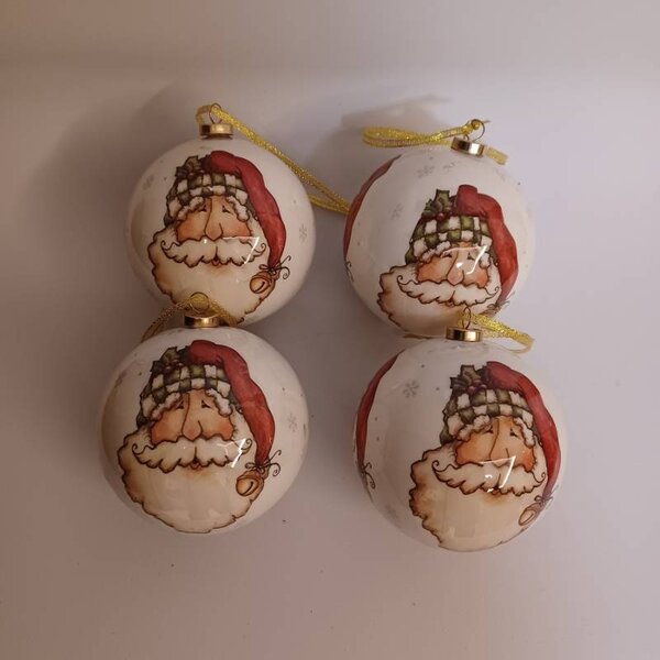 DECOLED Sada vánočních ozdob koule 8 cm, Santa Claus, plast, balení 6 ks