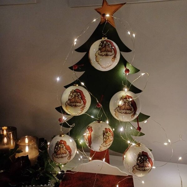DECOLED Sada vánočních ozdob koule 8 cm, Santa Claus, plast, balení 6 ks