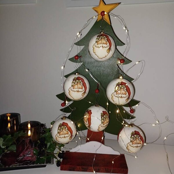 DECOLED Sada vánočních ozdob koule 8 cm, Santa Claus, plast, balení 6 ks