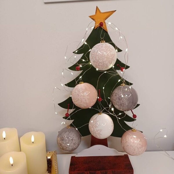 DECOLED Sada vánočních ozdob koule 8 cm, vločky 3 barvy, plast, balení 6 ks