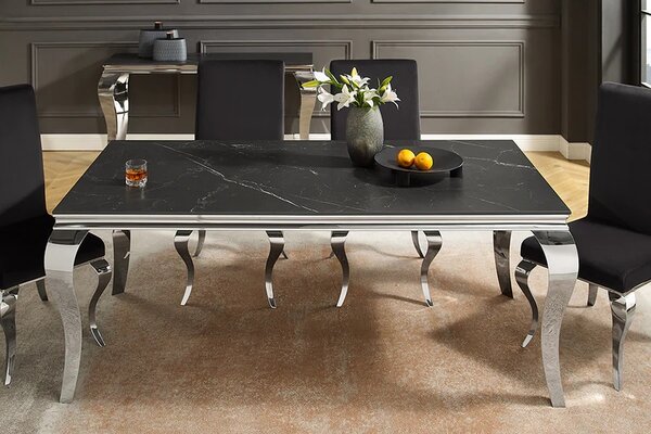 Designový jídelní stůl Rococo 180 cm černý / stříbrný