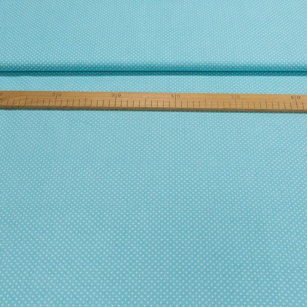 Bavlněné plátno Jolana JO004/05 bílý puntík na tyrkysové 2 mm, š.150cm (látka v metráži)