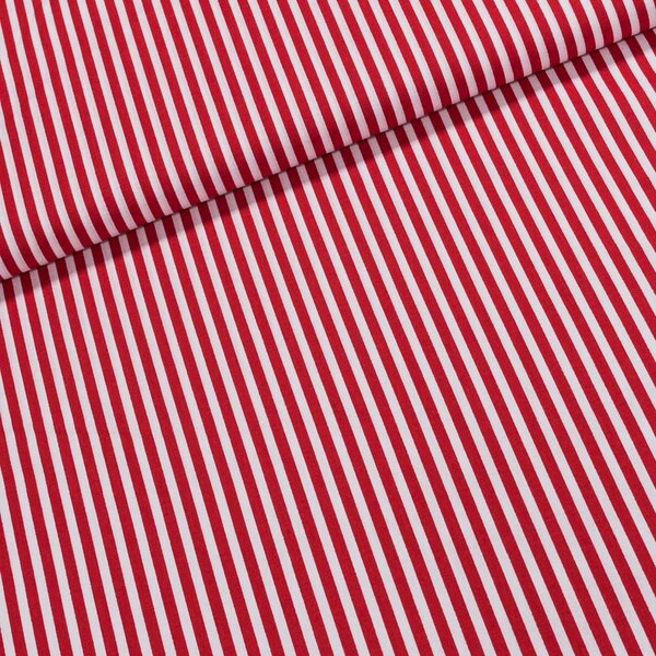 Bavlněné plátno Jolana JO003/01 červený a bílý proužek 5mm, š.150cm (látka v metráži)