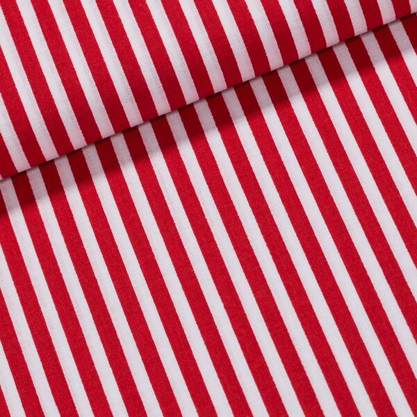 Bavlněné plátno Jolana JO003/01 červený a bílý proužek 5mm, š.150cm (látka v metráži)