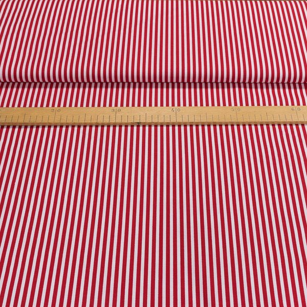 Bavlněné plátno Jolana JO003/01 červený a bílý proužek 5mm, š.150cm (látka v metráži)
