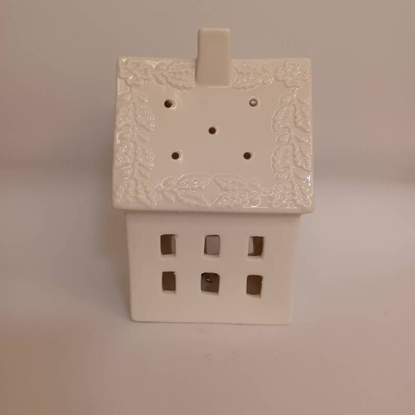 DECOLED LED dekorace keramický domeček 10,6 × 8,7 × 16,8 cm, teple bílá, 2× LR44