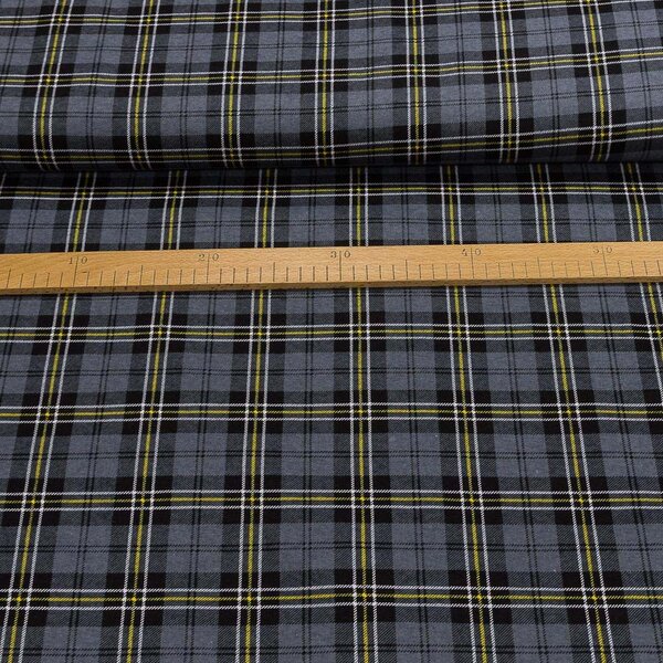 Flanel bavlněný A-01 šedo-žluté káro, š.150cm (látka v metráži)