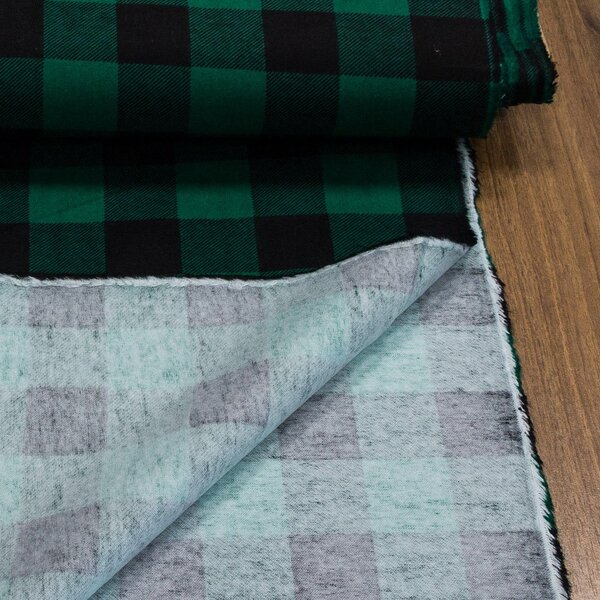 Flanel bavlněný K-02 zeleno-černá kostka, š.150cm (látka v metráži)