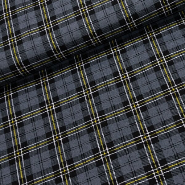 Flanel bavlněný A-01 šedo-žluté káro, š.150cm (látka v metráži)