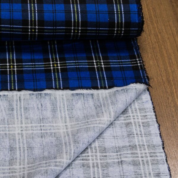 Flanel bavlněný A-2 modré káro, š.150cm (látka v metráži)