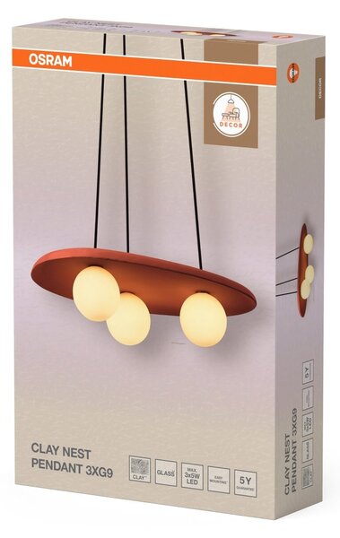 Dekorativní závěsné svítidlo Clay Nest, 3xG9, hnědé
