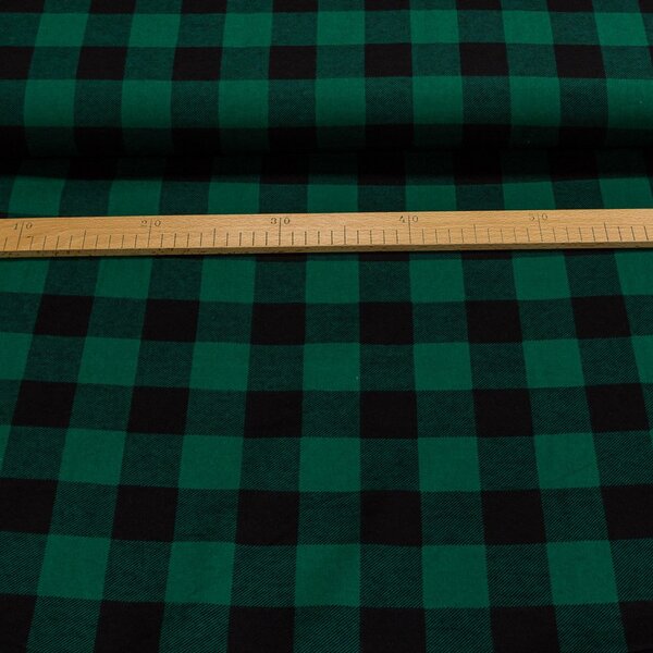 Flanel bavlněný K-02 zeleno-černá kostka, š.150cm (látka v metráži)