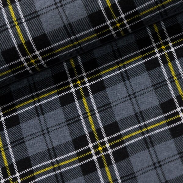 Flanel bavlněný A-01 šedo-žluté káro, š.150cm (látka v metráži)