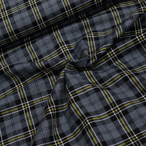 Flanel bavlněný A-01 šedo-žluté káro, š.150cm (látka v metráži)