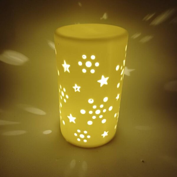 DECOLED LED keramický svícen na baterie 7,5 × 12,5 cm, teple bílá, IP20, LR44