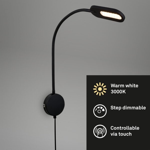 Briloner 2177015 - LED Stmívatelná flexibilní nástěnná lampa LED/6W/230V černá