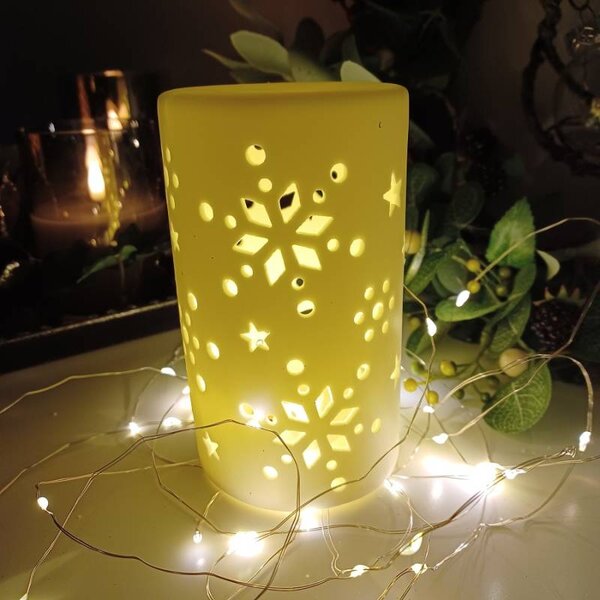 DECOLED LED keramický svícen na baterie 7,5 × 12,5 cm, teple bílá, IP20, LR44