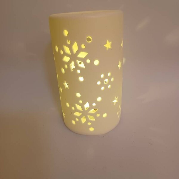 DECOLED LED keramický svícen na baterie 7,5 × 12,5 cm, teple bílá, IP20, LR44