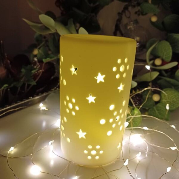 DECOLED LED keramický svícen na baterie 7,5 × 12,5 cm, teple bílá, IP20, LR44