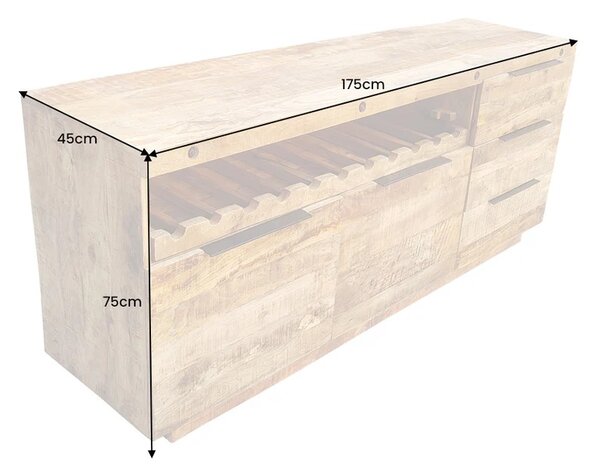 Designová komoda Thunder 175 cm hnědé mango