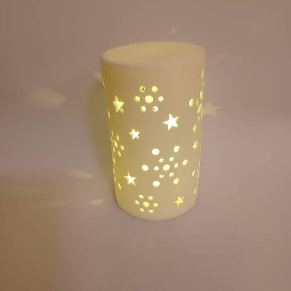 DECOLED LED keramický svícen na baterie 7,5 × 12,5 cm, teple bílá, IP20, LR44