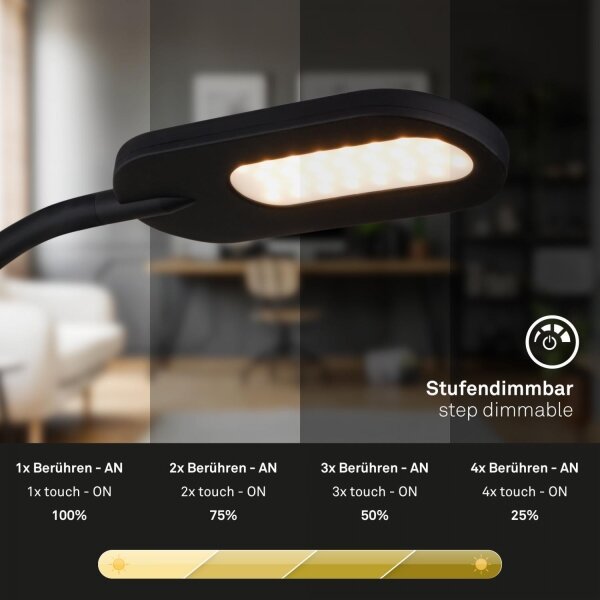 Briloner 2177015 - LED Stmívatelná flexibilní nástěnná lampa LED/6W/230V černá