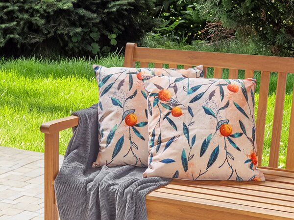 Sada 2 venkovních polštářů PIALPETTA Rostlinný vzor 45 x 45 cm Oranžová