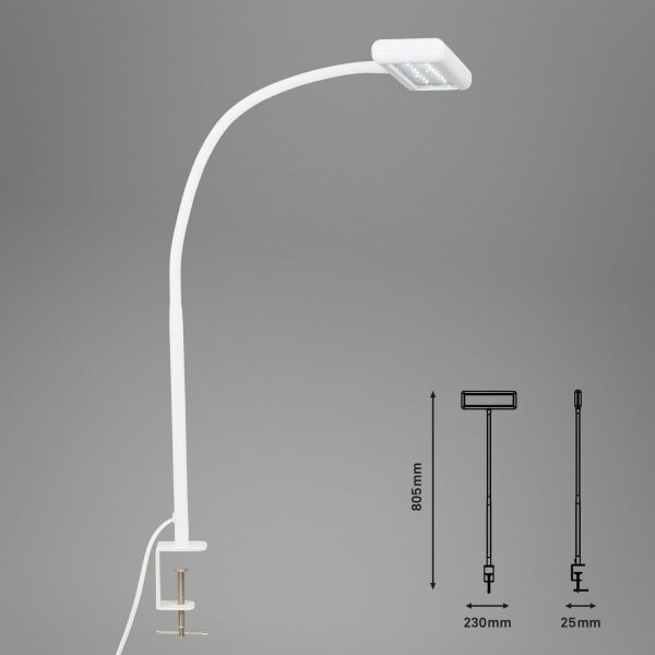 Brilo - LED Flexibilní stolní lampa s klipem TRASNA LED/7,5W/230V bílá
