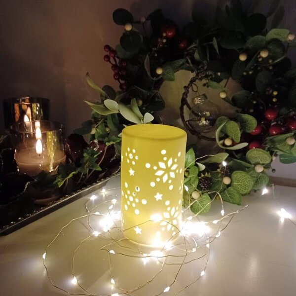 DECOLED LED keramický svícen na baterie 7,5 × 12,5 cm, teple bílá, IP20, LR44