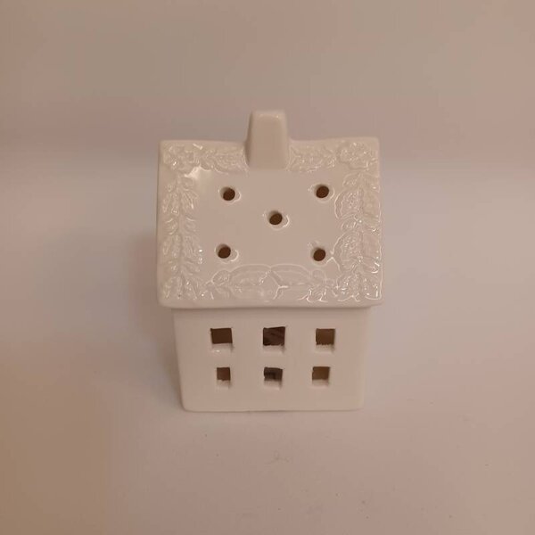 DECOLED LED dekorace keramický domeček 7 × 6 × 10 cm, teple bílá, 2× LR44