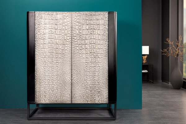 Designová vysoká komoda Helvius 120 cm šedá / černá