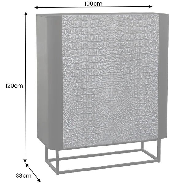 Designová vysoká komoda Helvius 120 cm šedá / černá
