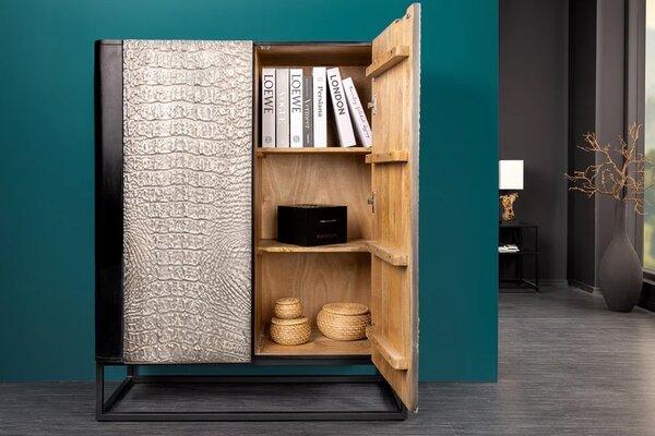 Designová vysoká komoda Helvius 120 cm šedá / černá