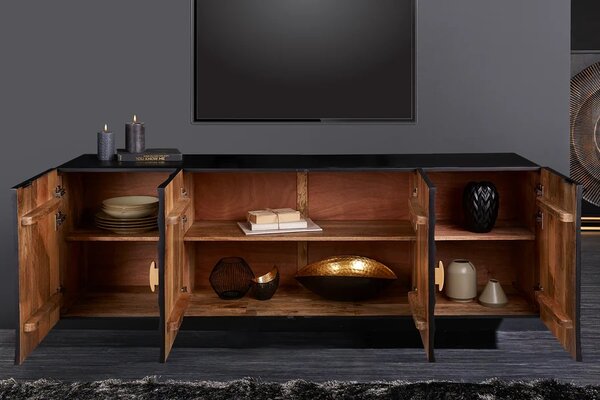 Designová závěsná komoda Venetia 177 cm černo-zlatá