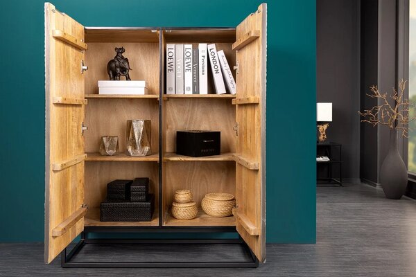 Designová vysoká komoda Helvius 120 cm šedá / černá