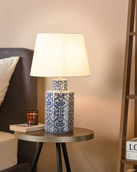 Stolní lampa MARCELIN Porcelán Bílá/Modrá