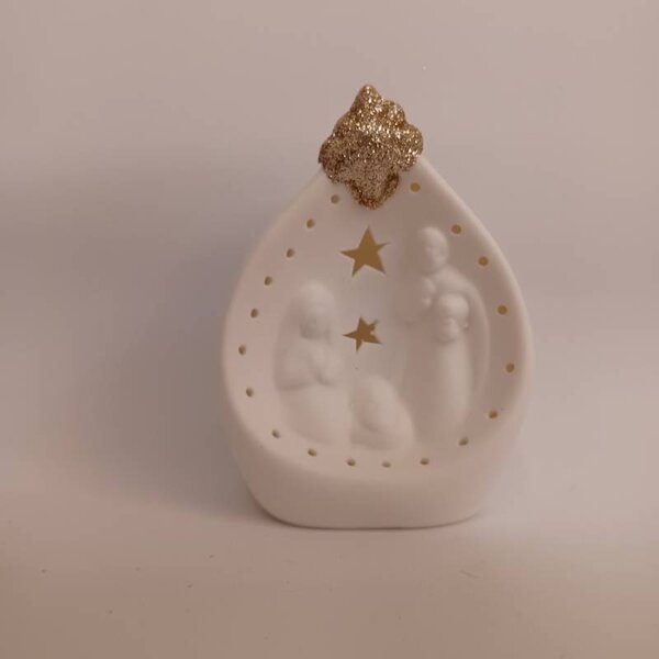 DECOLED Keramický betlém, 7,8 x 5,5 x 10 cm, teple bílá, 2xLR44