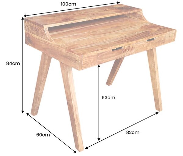 Designový psací stůl Freddo 100 cm přírodní hnědá akácie