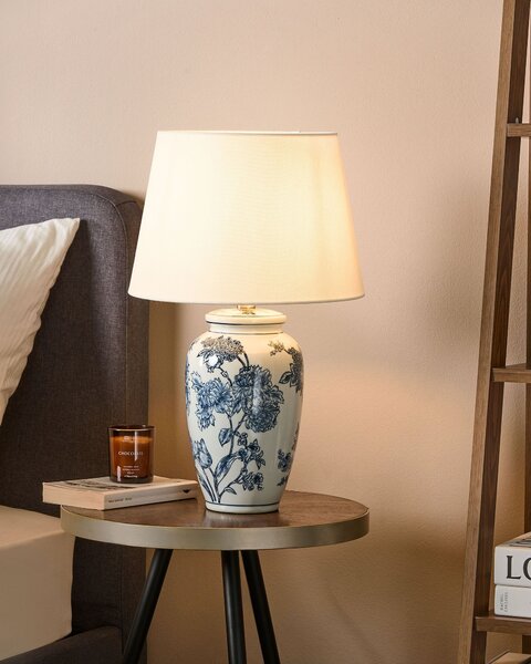 Stolní lampa BELUSO Porcelán Bílá/Modrá