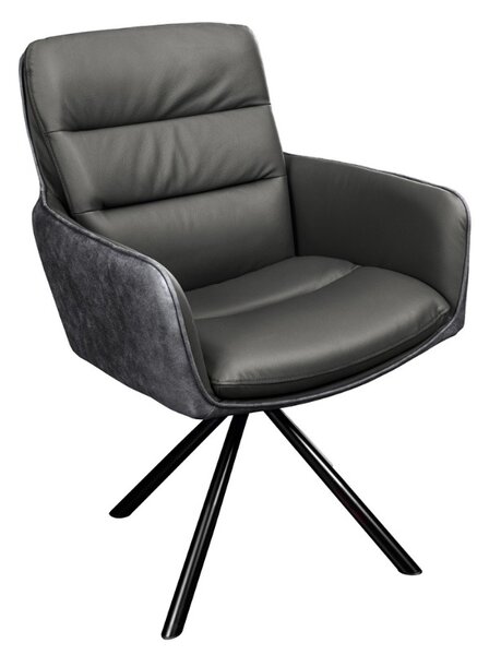 Designová otočná židle Maddison šedá kůže