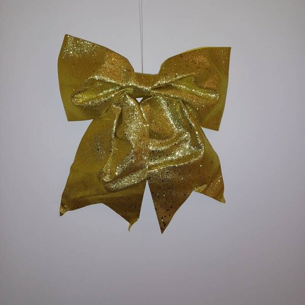 DECOLED Dekorace velká mašle 33 × 35 cm, zlatá