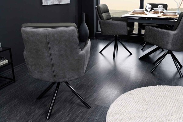 Designová otočná židle Maddison šedá kůže
