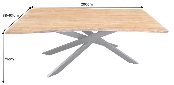 Designový jídelní stůl Massive 200 cm akácie, deska 35mm