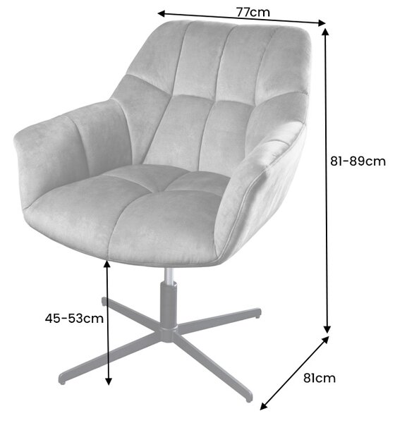 Designové otočné křeslo Vallerina šedý samet