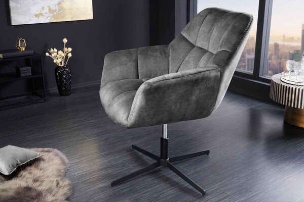 Designové otočné křeslo Vallerina šedý samet
