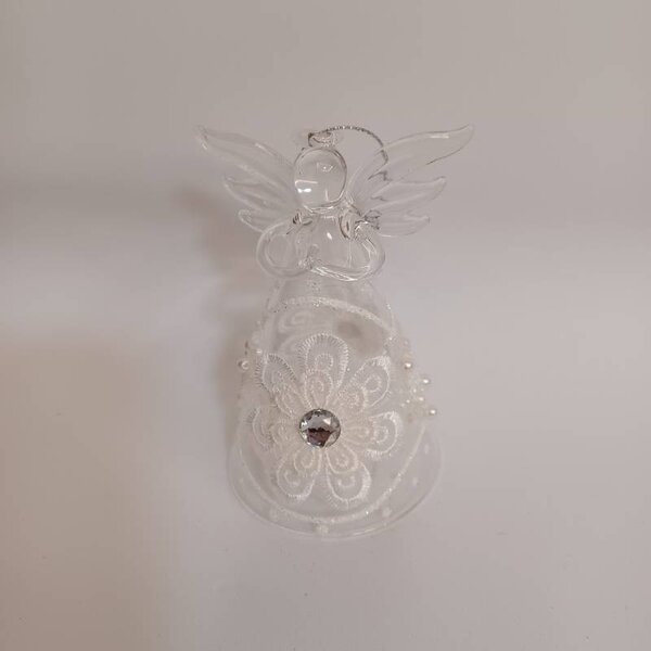 DECOLED Skleněný anděl 7 × 11 cm čiré sklo