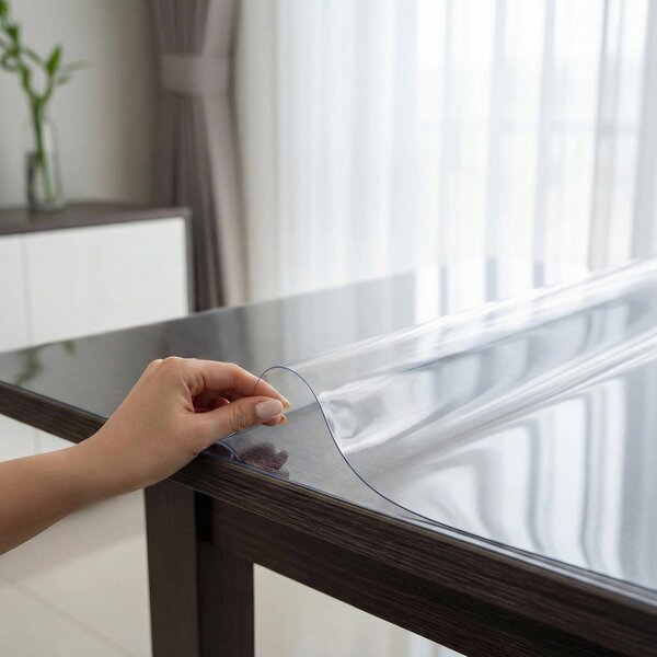 Průhledný ochranný ubrus na stůl z měkčeného PVC (tzv. měkké sklo) tl. 1,2mm, š.70cm, role 15m