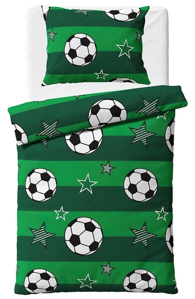 Carbotex povlečení FOTBAL, zelené, bavlna hladká, 140x200cm + 70x90cm