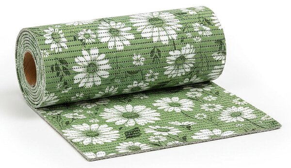 Pěnová předložka PVC AQUAMAT 4108-2, kopretiny na zelené, šíře 65cm (metráž)